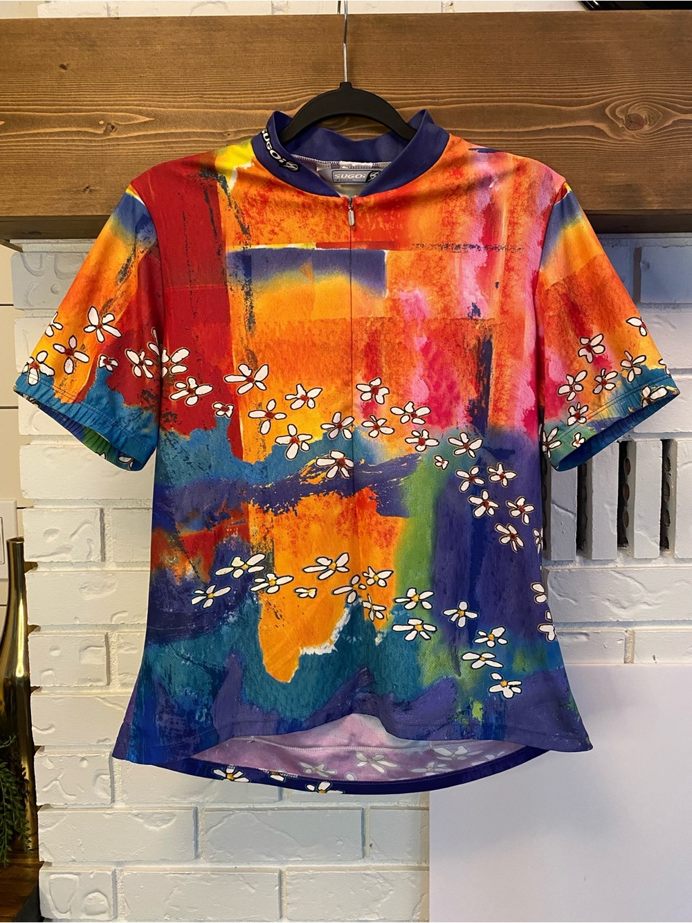🇨🇦 SUGOI Women’s Technifino Cycling Jersey XL Colorful Floral Abstract 1/4 Zip